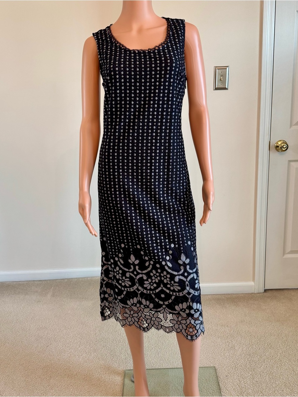 Isaac Mizrahi Live! Floral Lace Midi Dress Black Whimsigoth Fairycore Boho Small